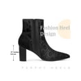 thumbnail image 4 of BLISSFUL STEP Women's Ankle Boots Lace Pointed Toe Chunky Heel Zipper Dress Booties Black 8, 4 of 6