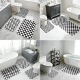 thumbnail image 5 of Black and White Checkered Pattern Bathroom Rug Set 3 Piece,Non-Slip Bath Mat Set with U-Shaped Contour and Runner Soft Absorbent Washable, 5 of 5
