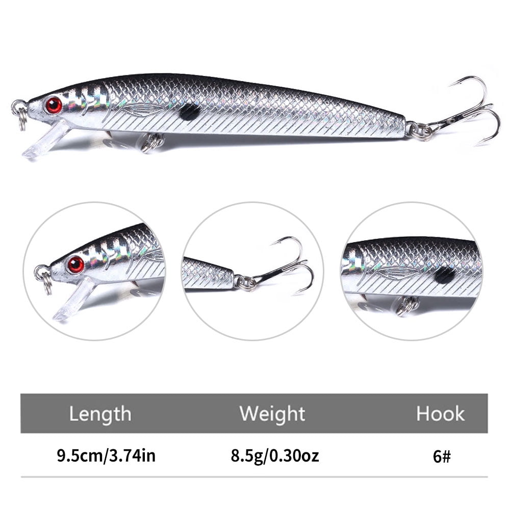 HENGJIA Minnow Bass Fishing Lures, Jerkbait Lure Set Hard Baits Crankbait for Catfish Trout Walleye Fishing Bait 12Pcs/kit, 3.74in/0.3oz