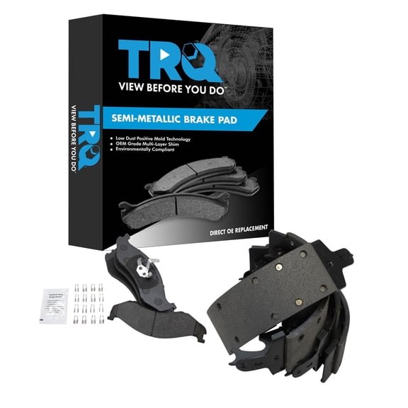 TRQ Front and Rear Brake Pad Set Semi Metallic Fits 1990-2001 Jeep Cherokee 1990-1992 Comanche 1994-1996 Grand Cherokee 1990 Wagoneer 1990-2000 Wrangler