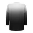 thumbnail image 4 of Women's T-Shirts Linen 3/4 Sleeve Crewneck Gradient Color Casual Dressy Loose Comfy Tunic Tops, 4 of 5
