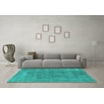 thumbnail image 3 of Ahgly Company Machine Washable Indoor Rectangle Oriental Turquoise Blue Industrial Area Rugs, 8' x 10', 3 of 4