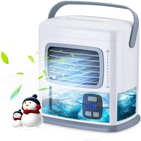

Yjdsgif Air ConditionerMini 3 In 1 Evaporative Air Coolin G Cooler - Personal Portable Air Conditioner Fan W/12H Timer A Djustable Wind Direction W/2 Speeds 500ML Water Tank Gifts