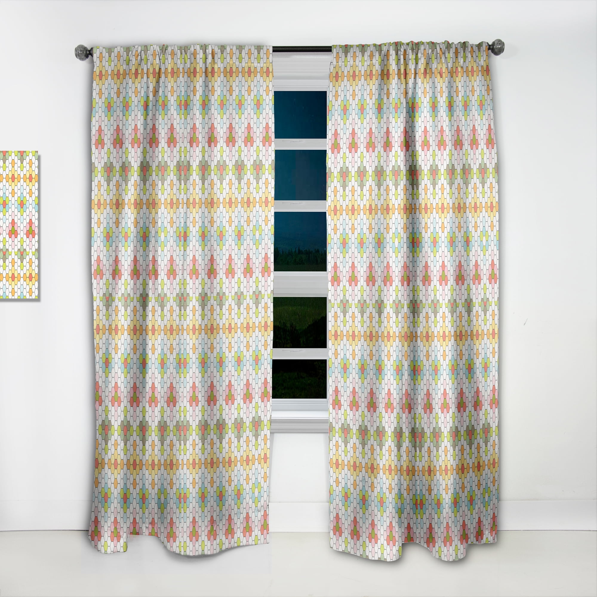 Designart 'Geometrical Retro Design IX' Mid-Century Modern Curtain Panel
