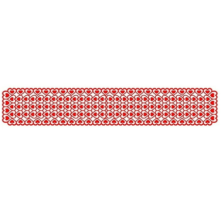 

wendunide Flags_ Banners & Accessories Valentine s Day Table Flag Decoration Red Knitted Love Table Flag Tablecloth A