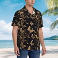 thumbnail image 5 of Daiia Modern Golden Butterfly Hawaiian Shirt for Men Gentle Cotton Regular Short Sleeve Casual-XX-Large, 5 of 9