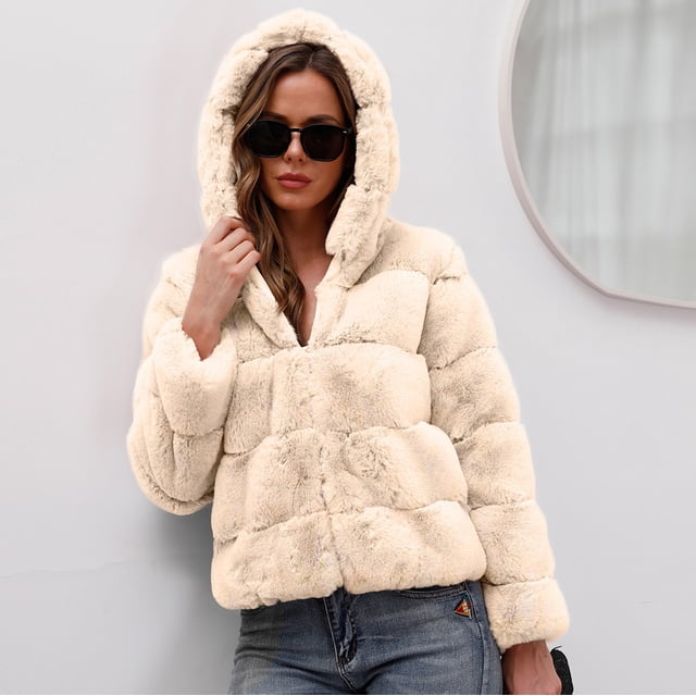 Manteaux d'Hiver Chauds pour Femmes Fausse Fourrure Veste Chaude Manches Longues