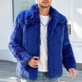 thumbnail image 4 of Men Cropped Fuzzy Jacket Winter Warm Coat Open Front Outerwear,Lapel Long Sleeve and Pocket Daily Casual Comfy Wear,Blue,XXL, 4 of 6