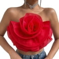 thumbnail image 2 of ZRBYWB Women Tank Tops Ladies Flower Front Crop Tube Top Sleeveless Strapless Solid Shirred Tops For Women, 2 of 6