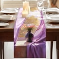 thumbnail image 3 of Purple Spring Flowers Table Runner, Modern Abstract Chic Oil Painting Washable Cotton Linen Table Runners 60 Inches Long, Dresser Scarf Runner for Coffee/TV Stands/Kitchen/Cabinets 13''x60'', 3 of 9
