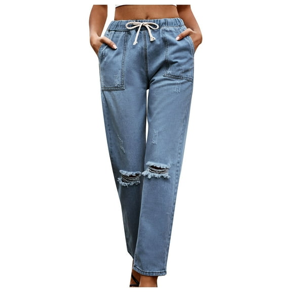 QUYUON Pajama Pants for Women Clearance Summer Fashion Pocket Casual Full Length Pants Business Casual Pants Women Full Length Pant Leg Activewear Style P5261 Blue XXL