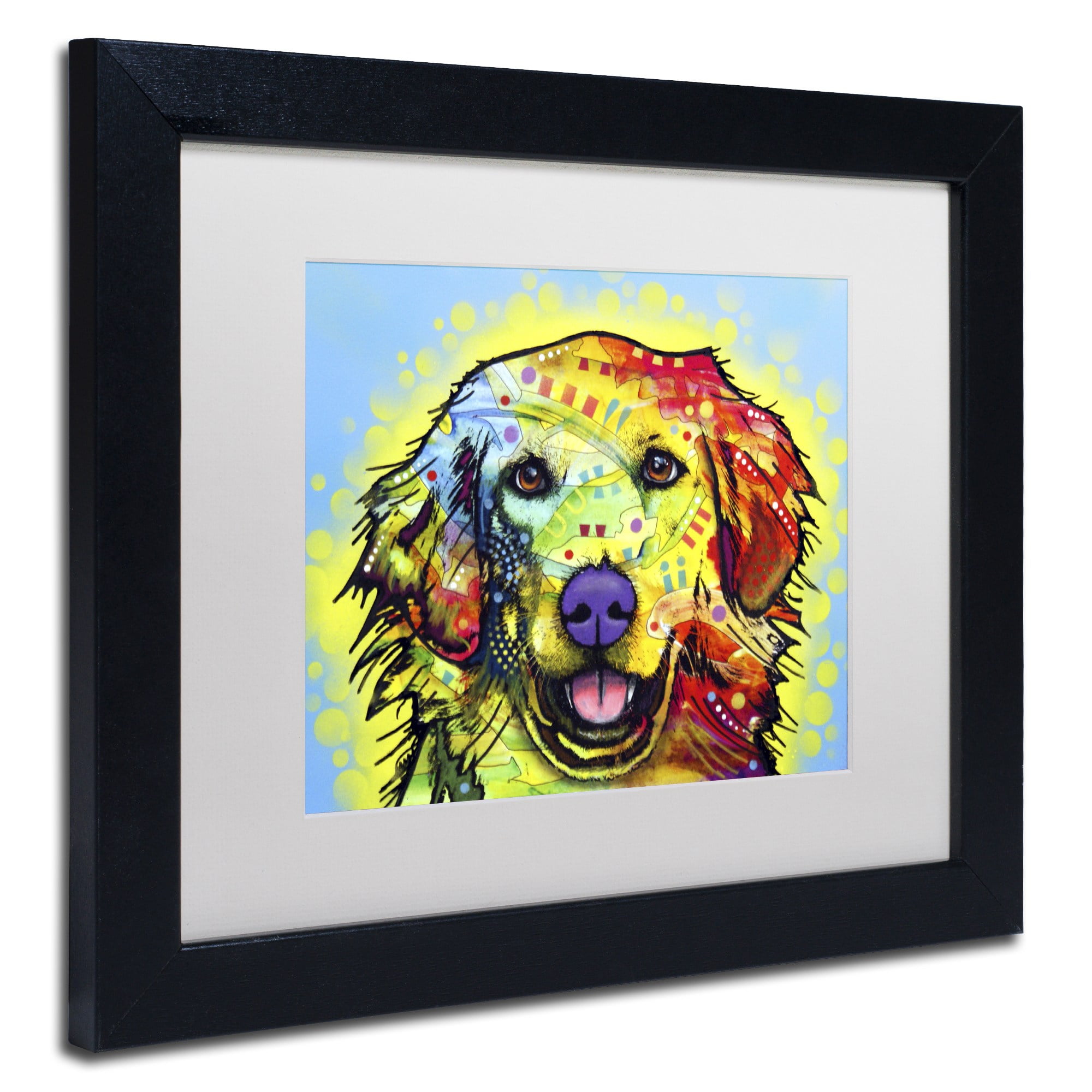 Trademark Fine Art "Golden Retriever" Canvas Art by Dean Russo, White Matte, Black Frame