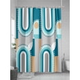 thumbnail image 5 of Shower Curtains for Bathroom-72"x72", Mid Century Abstract Art Waterproof Bath Curtain Grommet Shower Curtain Set with Hooks, Stripe Color Block Washable Bath Accessories, 5 of 6