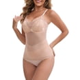 thumbnail image 4 of DARING DIVA Women's Lace Mesh See Through V-Neck Control Cami with Padded Adjustable Spaghetti Straps Breathable Tank S Beige, 4 of 5