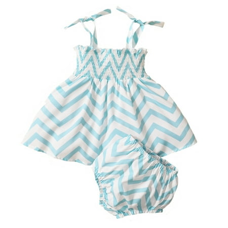 

Infant Baby Girls Clothes 3 Months Baby Girls Summer Short Outfit Sets 6 Months Sling Stripe Tops Elastic Shorts 2PCS Set Blue