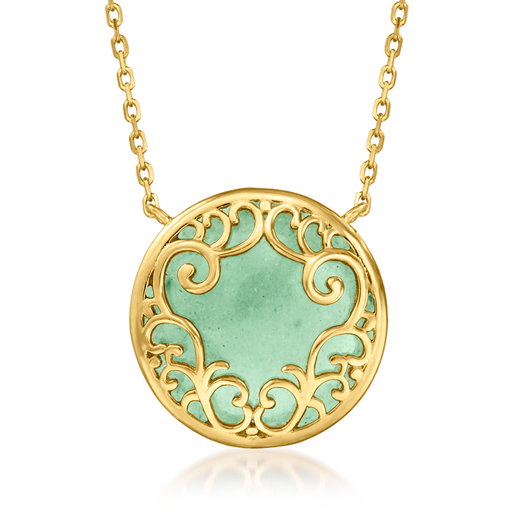 RossSimons Jade Scrollwork Necklace in 18kt Gold Over Sterling