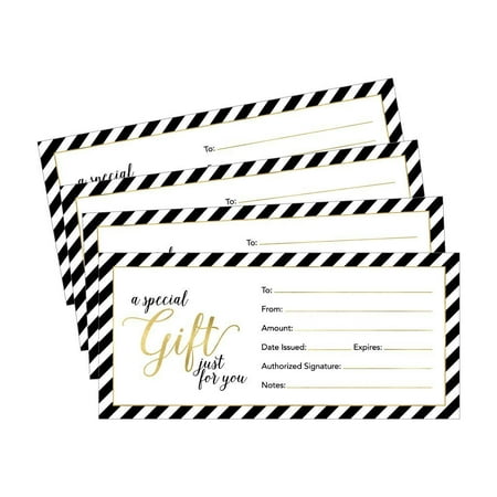 25 4x9 Cute Blank Gift Certificate Cards For Business, Restaurant, Spa, Beauty Makeup Hair Salon, Wedding, Bridal, Baby Shower Print Custom Personalized Bulk Template Kit Forms (Best Business Card Templates)