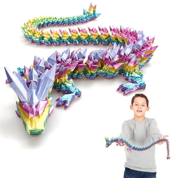 Dragon Toy FOTN, diseño de dragón de cristal impreso en 3D, 60 cm, arcoíris