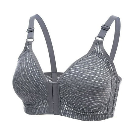 Lopecy-Sta Thin Front Button Women s Summer Solid Side Breasts for Breathability and Comfort Wire Free Bra