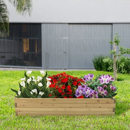 LuxenHome Wood 3.8ft x 2ft Raised Garden Bed