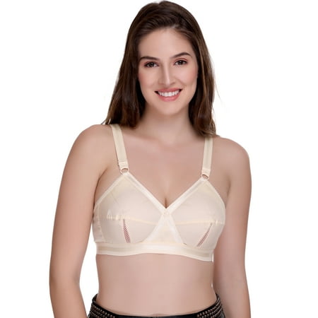 SONA Women s Perfecto Cotton Full Coverage Non Padded Minimizer Bra with Soft Support Regular and Plus Size (Skin  48C)