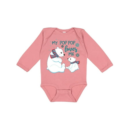

Inktastic My Pop Pop Loves Me- Cute Polar Bears Gift Baby Boy or Baby Girl Long Sleeve Bodysuit