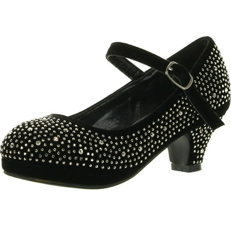 

Link Girls Kids Dana-53K Rhinestone Heel Platform Dress Pumps Black 3