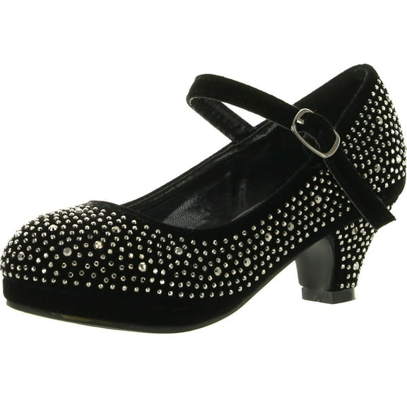 Link Girls Kids Dana-53K Rhinestone Heel Platform Dress Pumps