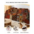 thumbnail image 4 of Boho Vintage Couch Cover for 2 Cushion Sofa, Brown Ethnic Middle Century Geometric Washable Loveseat Sofa Covers Slipcover for Sectional Sofas L-Shaped, Couch Throw Cover 71"x118", 4 of 9