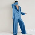 thumbnail image 2 of Wangmeiwg Women's Pajama Sets Women's Pajama Set for Home Lounging Soft Fabric Comfortable Loungewear Outfit Elegant Design for Sleepwear and Casual Wear Versatile Style S Blue, 2 of 5