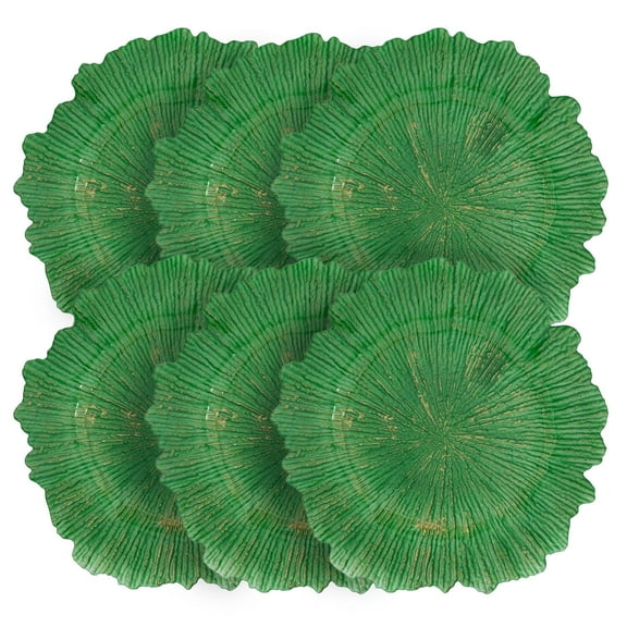 A&B Home 13"Dia. Reef Plastic Charger Plates - Set of 6 - Green