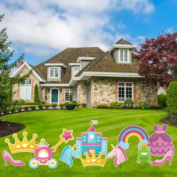 Princess Yard Decor Signs Set, Princess Birthday Lawn Decorations, Set of 12, (AC1)