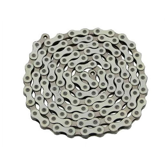 Alta YBN Bicycle Chain Twotone, (Single-Speed, 1/2 x 1/8-Inch, 112L) (White/Steel Bicycle Chrome )