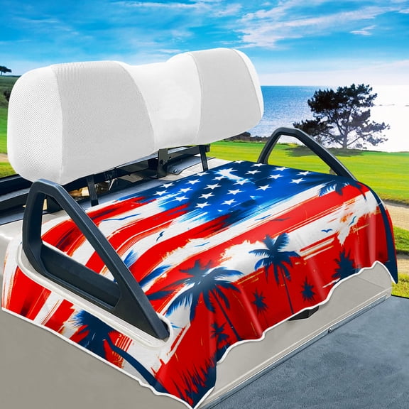 Poedist American Flag Golf Cart Seat Covers for 2/4-Seater, Patriotic USA Seat Towel Blanket Keeps Seats Cool & Clean for Summer, Microfiber Fits EZGO, Club Car, Yamaha, 51"x31",Tree
