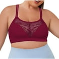 thumbnail image 1 of Hontri Women's Solid Color Underwire Bra - Large Size Hollow Sports Red M, 1 of 8