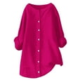 thumbnail image 5 of Red Womens Blouses Womens Daily Casual Linen Shirts Long Sleeve Shirts Tops Casual Blouses Loose Fit Shirt Ladies Tops and Blouses, 5 of 6