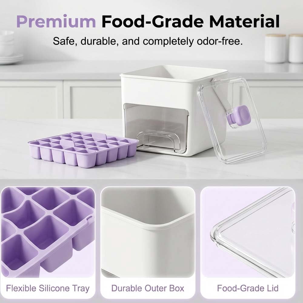 50 Cube Ice Maker with Easy Press Lid and Storage Bin, Double-Deck Tray