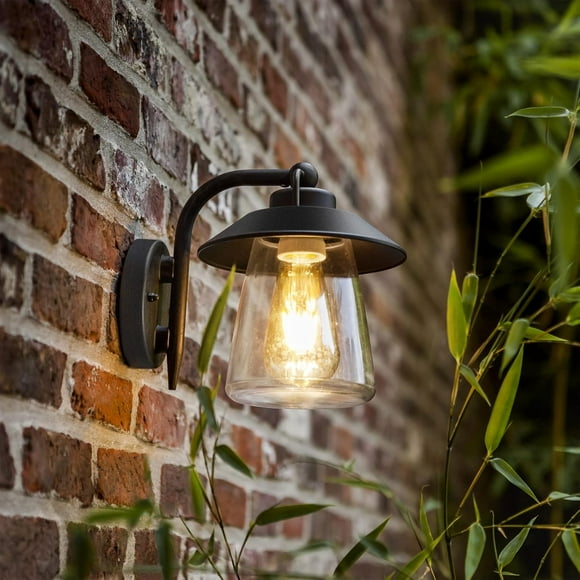 Outdoor Indoor Wall Lantern Farmhouse Barn Wall Sconce Lighting Fixture Matte Finish -Rust Wall Mount Light Wall lamp with Clear Glass for Porch Exterior Patio