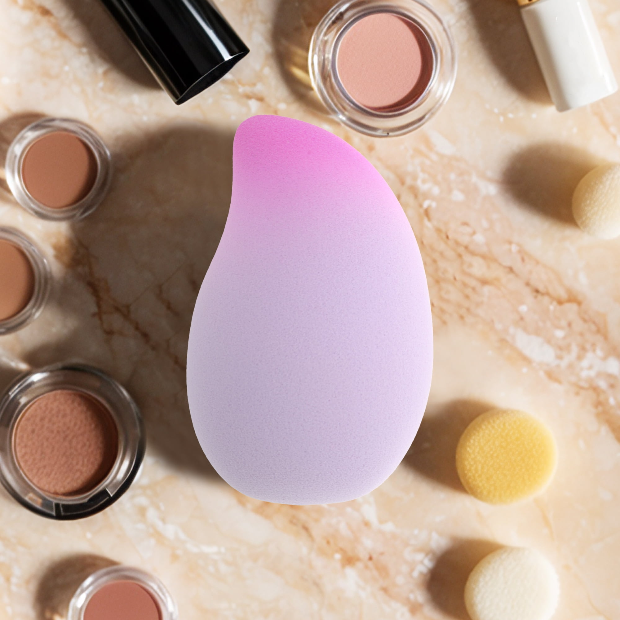 Unique Bargains 1 Pc Gradient Mango Face Makeup Sponge for Makeup Application Purplish Red