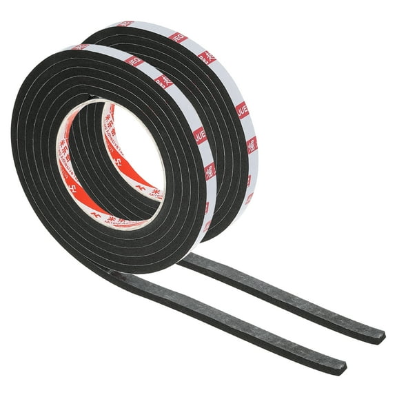Uxcell 3/8"W x 1/5"T x 6.6Ft EVA Double Sided Foam Tape, 2Rolls, Black