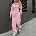 thumbnail image 6 of BRGZLK Women Sweatsuit Set 2 Piece Outfit Fall Winter Casual Long Sleeve Zip Up Slim Fit Hoodies Sweatshirt and Wide Leg Sweatpants Lounge Set for Daily Workout Outgoing Pink 2XL, 6 of 7