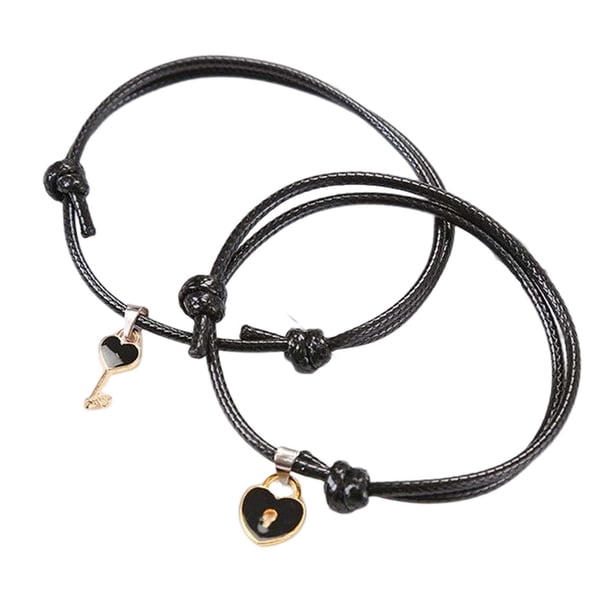 Pulseras ajustables para parejas para esposo y esposa Delicadas ajustadas desde 6.3 pulgadas Negro Sunnimix Parejas Pulseras
