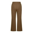 thumbnail image 4 of Pantalones de lino acampanados de cintura alta para mujer - Poliéster, corte holgado, informal de verano, 4 of 5