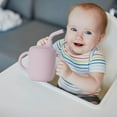 thumbnail image 5 of Cinvoph 160ml Silica Gel Toddlers Sippy Cups with Straw and Handles, Baby Non Spill Sealing and Removable Training Cup, Pink, 5 of 5