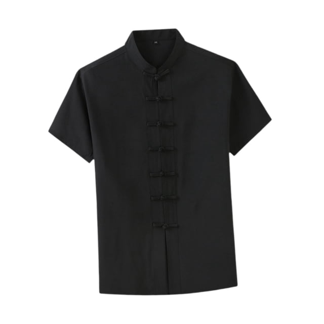 Camisa de Manga Corta Salvador Traje Chino Tang Ropa de Verano de Gran Tamaño Negro