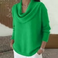 thumbnail image 4 of Women's Soft Cowl Neck Solid Color Sweater Top, Cozy Knitted Casual Clothes Pullover Green S, 4 of 6