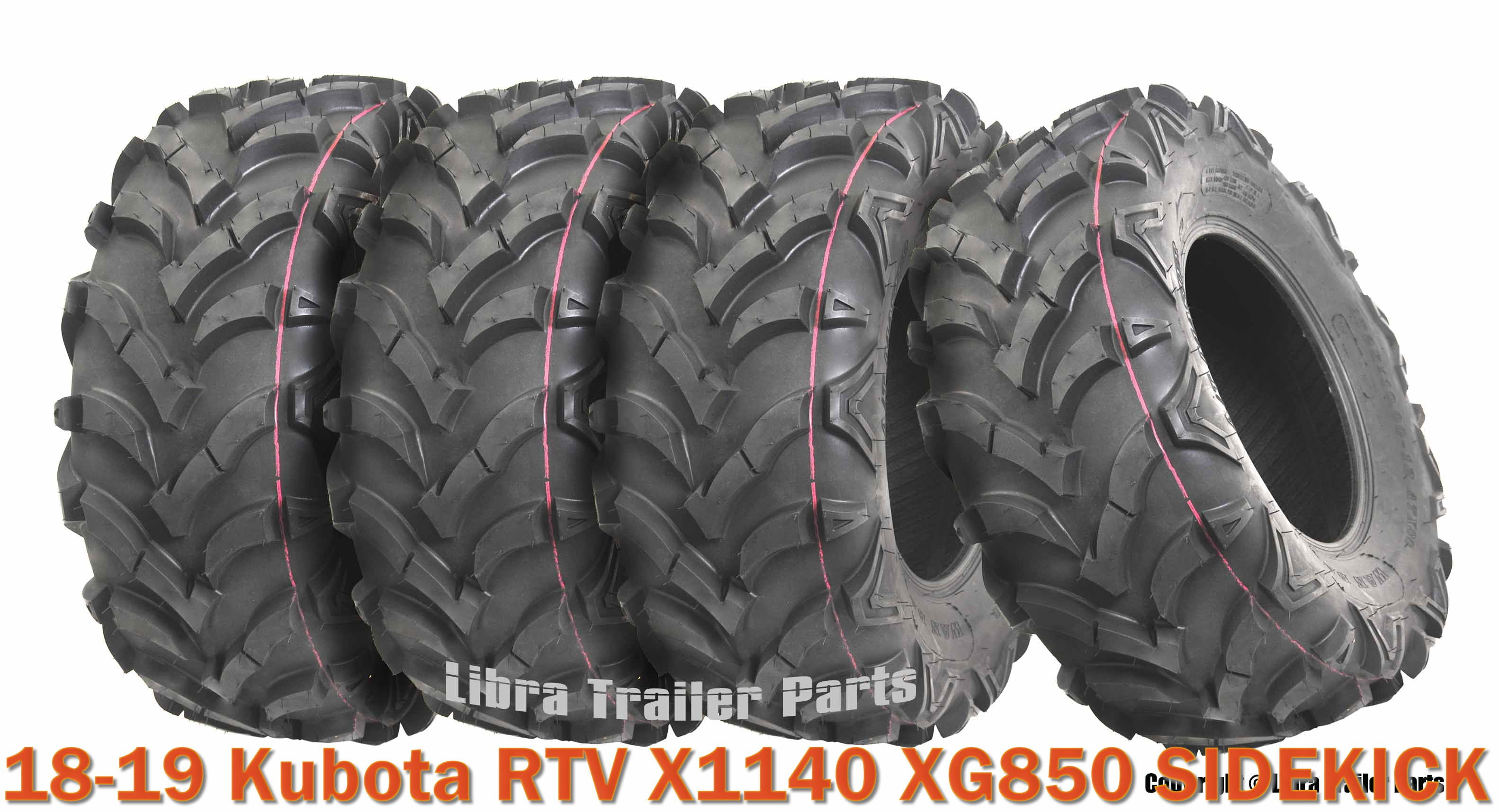 1819 Kubota RTV X1140 XG850 SIDEKICK Full Set 4 ATV tires 25x1012 P341 Solid Mud