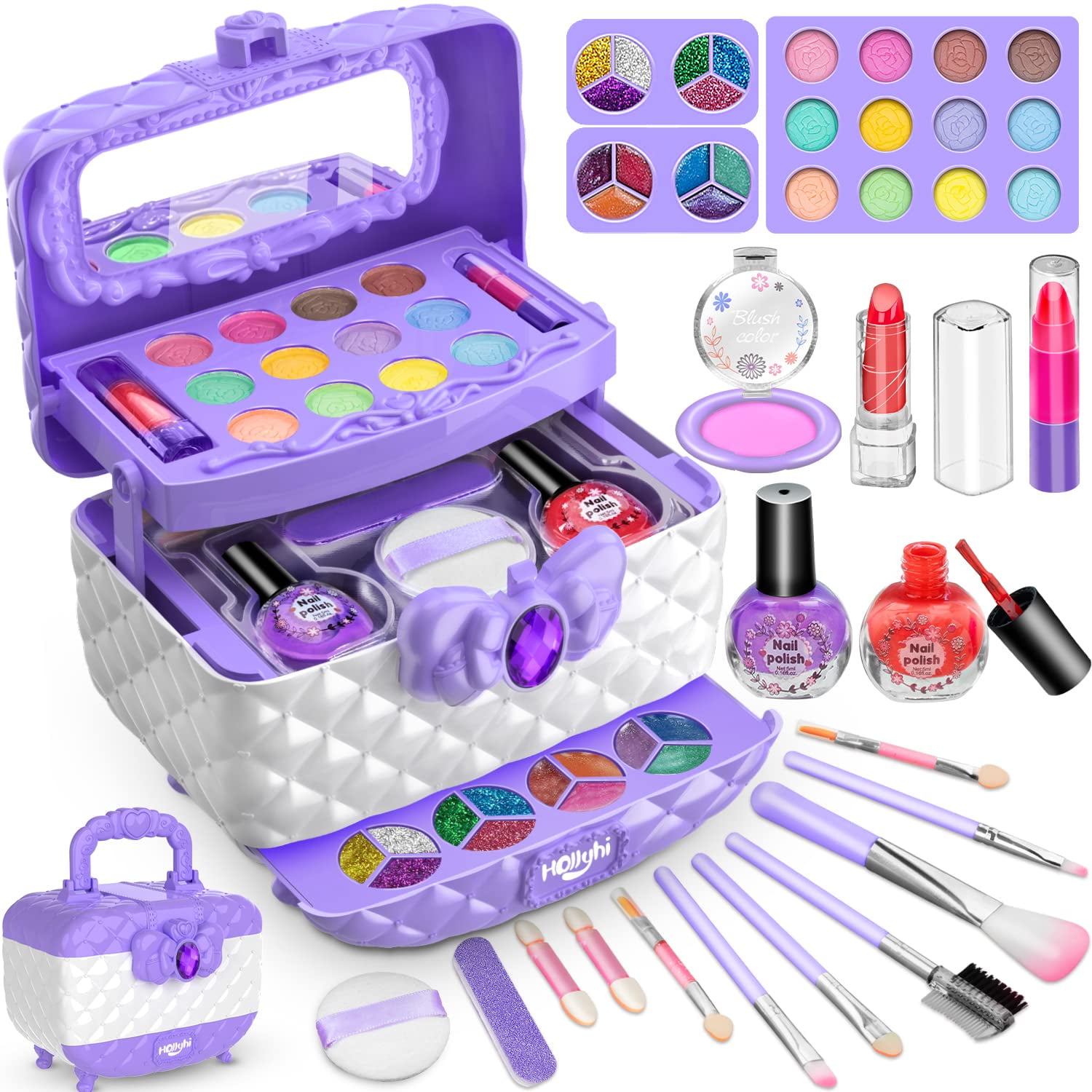 Kids Makeup Kit for Girl Gifts, 54PCS Teensymic Toys Washable Little Girls  Princess Make Up Toys for 4 5 6 7 8 9 Year Old Girl Birthday Gift (Purple)…
