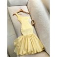 thumbnail image 2 of Women's Yellow 3D Floral Asymmetric Shoulder Bodycon Evening Dress, 2 of 8