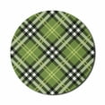 thumbnail image 1 of Checkered Mouse Pad for Computers, Classical Celtic Pattern Symmetrical Stripes and Squares Print, Round Non-Slip Thick Rubber Modern Gaming Mousepad, 8" Round, Pale Yellow Fern Green, by Ambesonne, 1 of 2